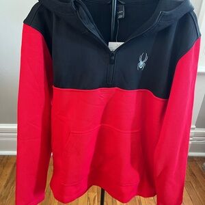 Spyder Men's Bold Red and Black Zip-Up Sweater